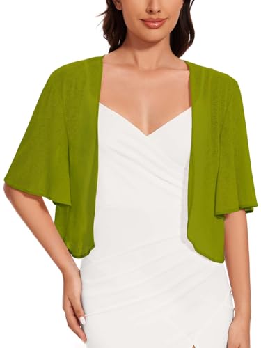 Image of Women Bolero Shrug Cardigan Open Front Cover Up Sheer Short Sleeve Kimonos for Evening Dress