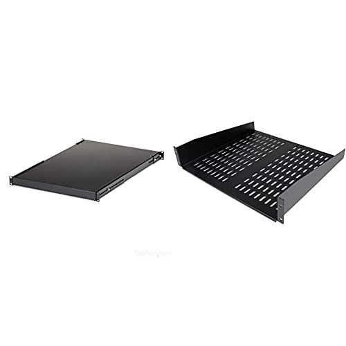 StarTech.com 1U 4-Post Adjustable Server Rack Mount Shelf + StarTech.com 2U Server Rack Shelf Bundle