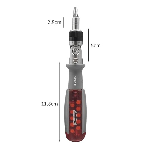 HOUSERAN Ratcheting Screwdriver, Ratcheting Screwdriver Set, 10-in-1 Multi Bit Screwdriver, 90-Degree Adjust Precision Screw Driver, Electrical and Electronics Ratchet Driver, Slotted/Philips/Torx