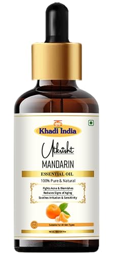 Image of Khadi Mandarin Essential Oil 15ml | Pure and Natural | For Skin, Face, Hair, Relaxation, Massage, Aromatherapy | Suitable for All Skin Types | Easy to Blend with Carrier Oils | Men & Women