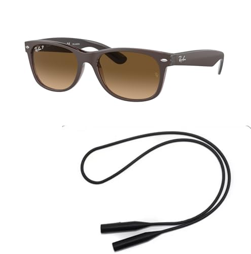 Ray-Ban RB2132 Sunglasses Bundle: RB 2132 NEW WAYFARER 6608M2 New Wayfarer Matte Brown On Tr and Universal Anti-slip Silicone Leash2