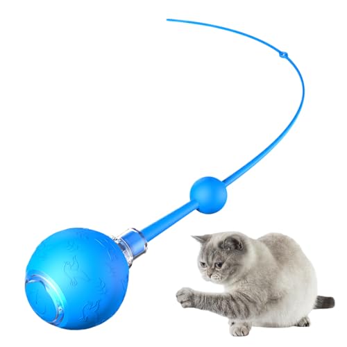 電気式 猫 ボール おもちゃ ロープ付き, 3モードスマートボールペットおもちゃ, しっぽ付き電動スマート充電式自動ゲーム 中型大型犬種の子猫にも, 中型大型犬対応 プレイ運動用