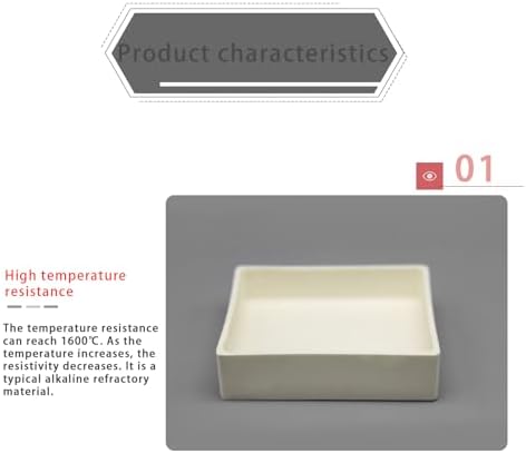 Alumina Rectangular Crucible for High-Temperature Lab Use – Oxide Ceramic Assay Crucible, Thermal Resistant Labware (100 x 100 x 40 mm)
