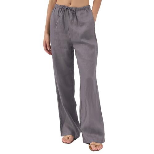 Pantalon d'été en lin pur léger fini l'inconfort de la chaleur grâce aux poches