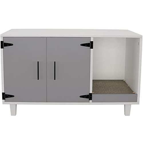 GDLF Modern Wood Pet Crate Cat Washroom Hidden Litter Box Enclosure Furniture House as Table Nightstand with Scratch Pad… - Image 7