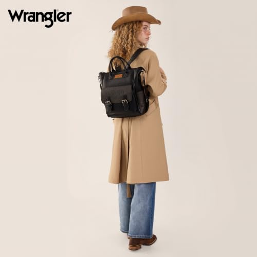 Image of Montana West Wrangler Backpack Purse for Women Medium Convertible Shoulder Bag with Crossbody Strap for Travel Work WG175-9110-1BK