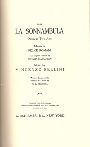 Seller Image La Sonnambula: Opera in Two Acts (... B07JYY996L Book Cover