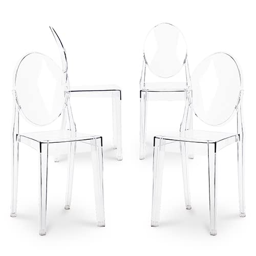 PC, plastica Iconik Interior Ghost Style - Set di 4 sedie da pranzo trasparenti Victoria Queen, colore: Trasparente