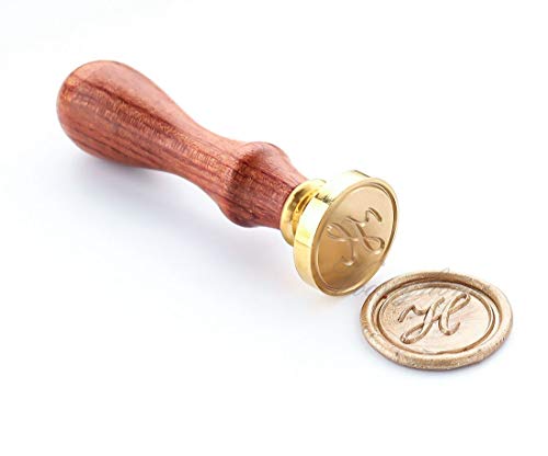 Wax Seal Stamper, VOOSEYHOME Initial Handwritten Letter Alphabet H Stamp with Rosewood Handle, Decorating on Invitations Mail Envelopes Sealers Cards Books for Birthday Themed Party Wedding Signature