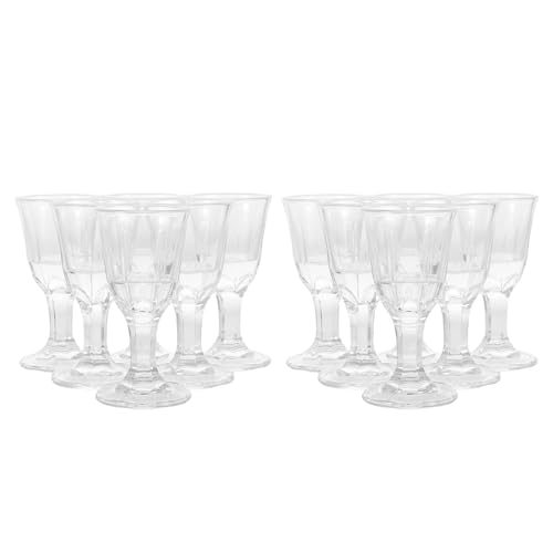 DOITOOL 12 Piezas Copas de Vino Vasos Pequeños Base Gruesa y Tallos Altos Vasos Vintage para Degustación de Licores Cerveza y Jugo Decoración para Fiesta y Uso Familiar