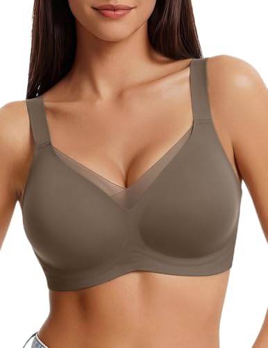 Image of Avidlove Womens Seamless Bras V Mesh Comfort Bralette Everyday T-Shirt Bra | wireless comfort with jelly lift; soft breathable; seamless back smooth; widded straps and side wings; full coverage