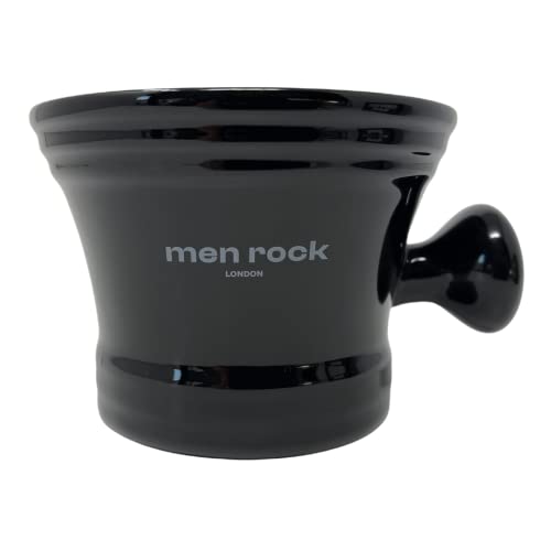 Men Rock Rasierschale aus Porzellan mit Griff, Elegantes Schwarz, 1 Stück - Image 4