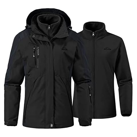 YSENTO Womens 3 in 1 Waterproof Ski Jacket Winter Fleece Outdoor Mountain Coats with Hood(Black,M) Cover