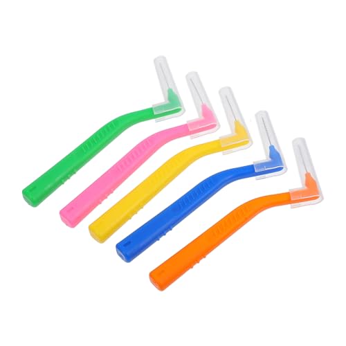 GOOHOCHY 5 piezas Cepillo Interdental Ángulo para Limpieza Dientes y Brackets Cerdas Suaves para Espacios Interdentales Mango Ergonómico Materiales Duraderos para Cuidado Oral Diario