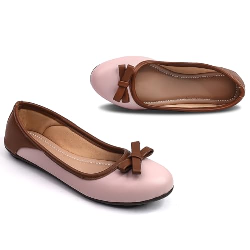 Image of Women's Bellies Bow Ballet Flats | Cushioned Ballerina Flats for Women | Belly Shoes in Pink, Beige & Green