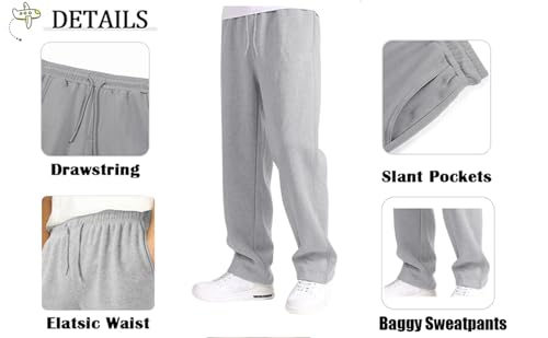 Boy's Baggy Sweatpants Straight Straight Leg Open Bottom Sweatpants with Pockets Teens Loose Fit Elastic Waist Sweat Pants3