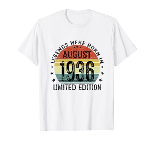 Las Leyendas Nacen En Agosto 1936 Regalo 88 Años Cumpleaños Camiseta