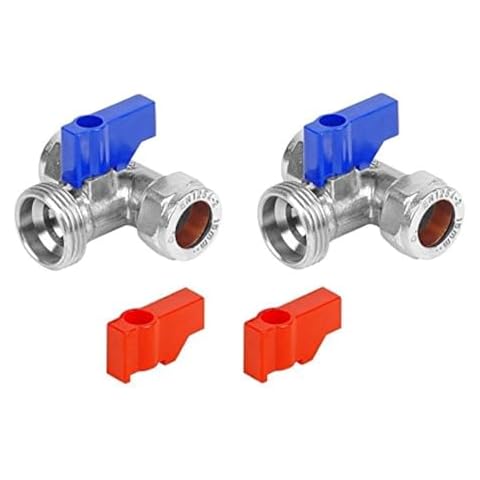 Invero® Hose Taps Tee Shaped Includes 2X Blue Handles and 2X Red Handles Cover