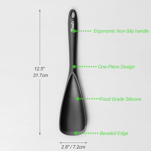 Durable BPA-Free Black Silicone Spatula Spoon, Nonstick Cooking and Serving
