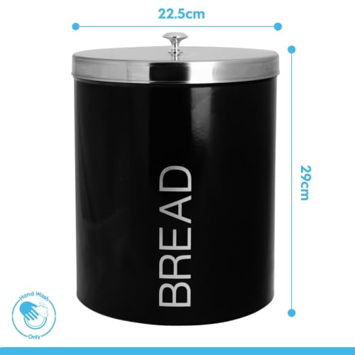 Harbour Housewares Metal Bread Bin - Black - Round Retro Bread Tin Canister Storage Jar Kitchen Caddy Food Storage Box Container with Airtight Lid for Kitchen Organisation & Home Décor - Image 7