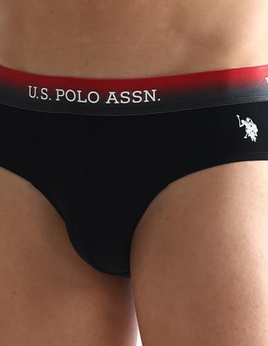 Image of U.S. Polo ASSN. Mens OEB05 Ombre Waistband Solid Underwear Briefs - Pack of 2