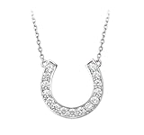 Stfery Collar de diamantes de oro blanco de 9K/14K/18K para mujer, collar de herradura de oro real con diamantes naturales de 0,5 quilates, 40+5cm, Metal, Diamante