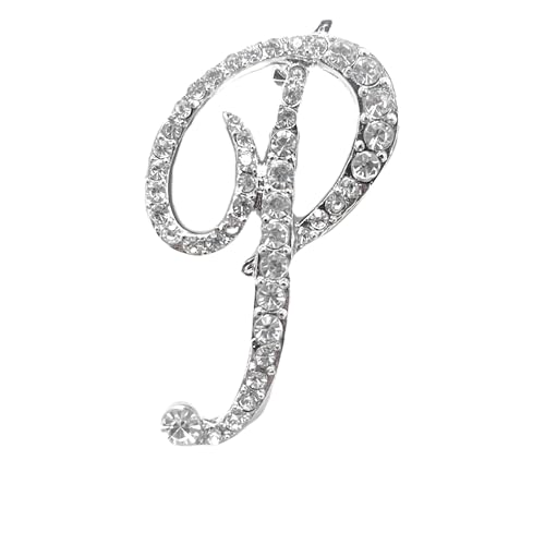 Image of Rhinestone Initial Brooch Pin for Women, Alphabet Gold Letter Brooch A-Z with Crystal, Metal Pin for Hat Bag Dress Suit Accessory for Men