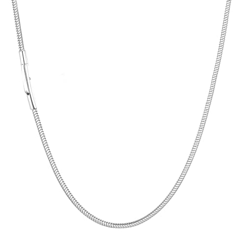 GoPaw Snake Chain Necklace, 2/3/4mm Stainless Steel Men's Necklaces Chain, Silver Chain Necklace Men, Black Thin Snake Necklace with Sturdy Clasp, Chain for Adding a Pendant (Silver-3mm, 56)