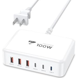 USB C Fast Charger, 100W USB C Charger Block GaN 6 Port USB C Fast Charging Station Hub Block Cube, PD USB C and QC USB A Wall Charger Multiple USB Charger for iPhone 15 16 Pro Max, MacBook, Samsung