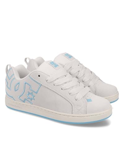 DC Women's Court Graffik Sd Sneaker, Off White/Blue, 7