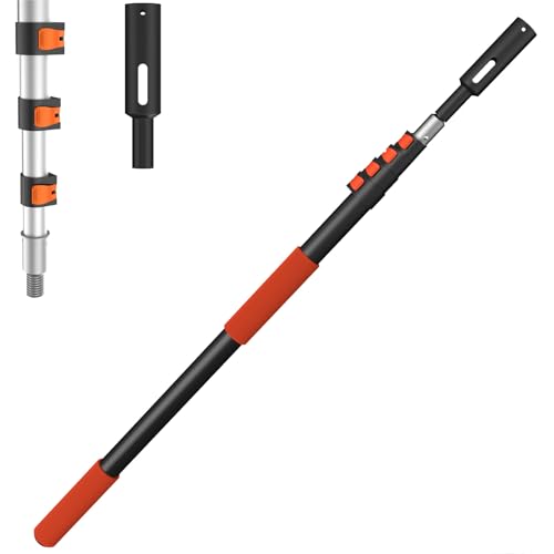 Buyplus Pool Pole - Upgraded 16 Foot Telescopic Extendable Swimming Pool Pole with 4-16FT Aluminium Heavy Duty Extension Pole for Skimmer Nets Rakes Brushes and Vacuum Heads Universal 1.25 Orange