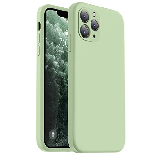 Vooii Compatible with iPhone 11 Pro Case Upgraded Liquid Silicone with [Flat Edges] [Camera Protection] [Soft Anti-Scratch Microfiber Lining] Phone Case for iPhone 11 Pro 5.8 inch - Matcha