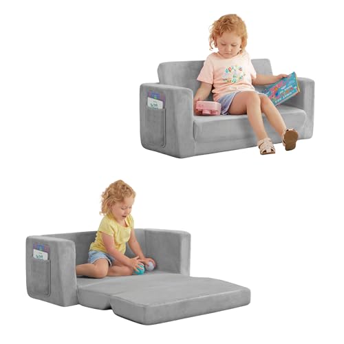 Dream On Me Nestle Kids Sofa Grey 2-in-1 Convertible Lounger