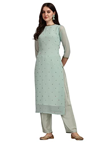 Image of Hritika Women Faux Georgette Sequin Pattern Straight Kurta set (Hrkb0070 Parent)