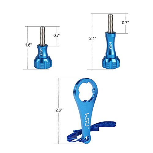 Image of Multi-Color Aluminum Thumbscrew Set Thumbscrew Kit 3-PCS+Wrench for Gopro Hero4 /3 /3+ /2 /1,gopro Hero 5 Black, and SJ4000, SJ5000, SJ7000, and Xiaomi YI Cameras-Blue by HSU
