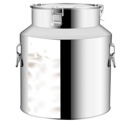Bidon à lait en acier inoxydable Pot à lait en acier inoxydable Seau à eau Grand seau en acier inoxydable de 9 L avec couvercle Seau à vin avec poignée de transport et boucle Récipient à huile pour le