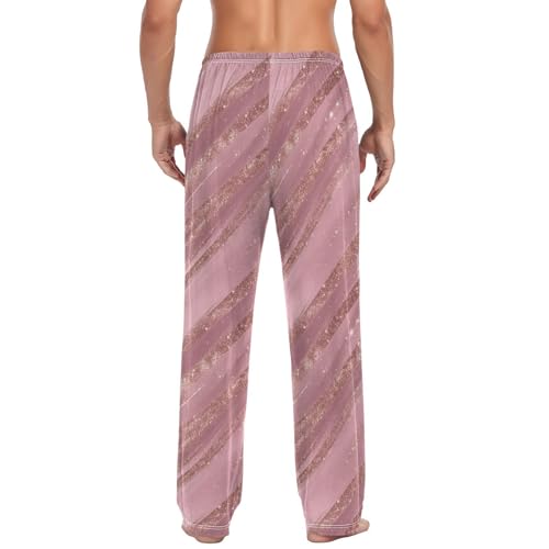 Vdsrup Men's Pajama Pants Pink Stripes Pretty Pajama Pants for Men PJs Bottoms Drawstring Pockets Sleep Lounge Pants S2