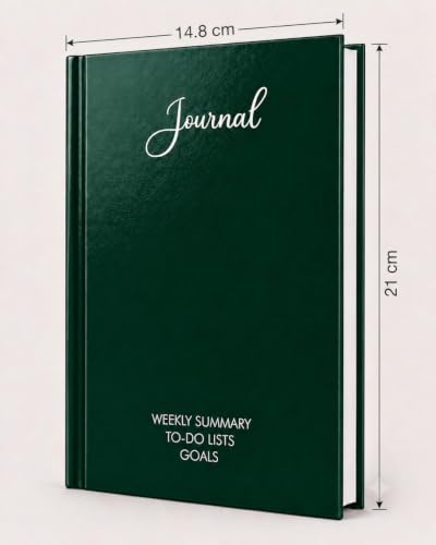 Image of Unruled Premium Hardcover Journal Notebook | Weekly Summary, To-Do Lists & Goal Planner | Undated Productivity Journal | A5 Size, Smooth Writing Pages | 100gsm Thick Paper, 80 Sheets /160 Pages Per Book | Elegant Notebook for Work, Study & Personal Planning GREEN, Blank)