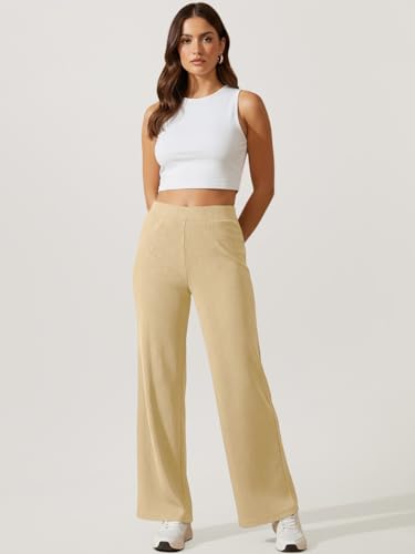 Image of Pinkmint Women's Poly Lycra Trouser, High Waist Flared Korean Trousers, Trendy Casual Wear for Daily & Travel Use (Available in Plus Size)