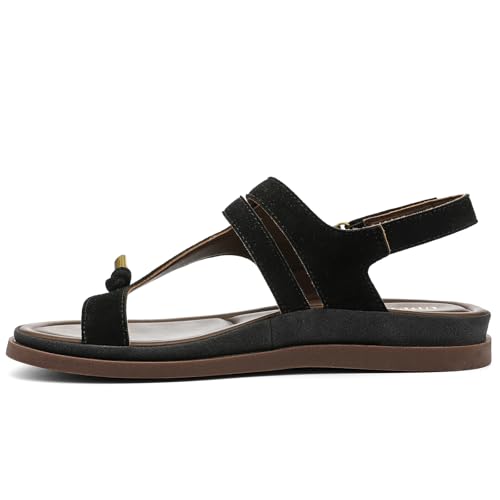 Image of UBFEN Womens Thong Sandals with Toe Loop Heel Strap for Beach | Dressy Casual Flat Flip Flops with Back Strap, Cushioned Footbed for Comfortable Summer Walking