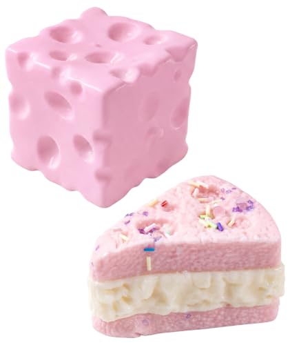 Image of 2Pcs Cheese Squishy, Taba Squishy, Dumpling Squishy-Stretchy Food-Shaped Sensory (Pink)