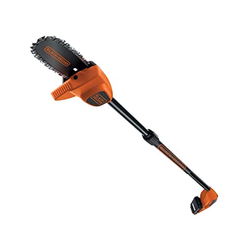 BLACK+DECKER Elagueur sur Perche Sans Fil 18 V - Coupe-Branches sur Batterie 18 V 2 Ah avec Manche Télescopique de 1,74 m à 2,92m et Grip à la Poignée et au Manche - Guide de 20 cm GPC1820L20-QW