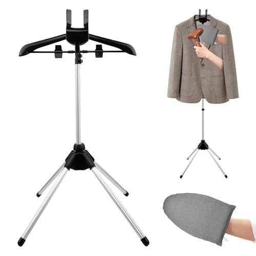 Cramelith Garment Steamer Hanger Stand & Ironing Gloves Set – Adjustable Steamer Stand for Clothes Hanger, Portable Handheld Steamer Rack, Steam Ironing Accessories for Clothes‌