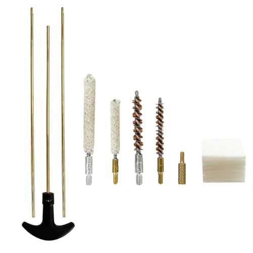 Rifle Gun Barrel Cleaning Kits for .177/.22 (4.5/5.5mm) Caliber, Bore Brush Mop, Rifle Cleaning Patches, Gun Maintenance Set for Hunting and Shooting