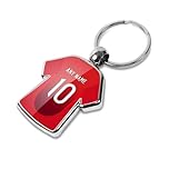 Graphics 'n' Tees Personalised keyring for all Manchester United fans, for men, for boys, football shirt keyring, personalise with any name and number