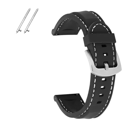 SiChouwz 18mm 20mm 22mm 24mm �r���v�o���h �h�� �X�|�[�c �V���R���X�g���b�v �N�C�b�N�����[�X ���o�[�r���v�o���h �x���g ���X�g�o���h(Black Bx (silver BC),22mm)