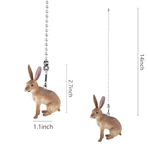 Image of Rabbit Ceiling Fan Pull Chain,Cute Realistic Easter Bunny Fan String Pulls Charm Extension Decorative,12in 3mm Diameter Beaded Fan Light Pull Chains Extender Ornaments for Kids Room