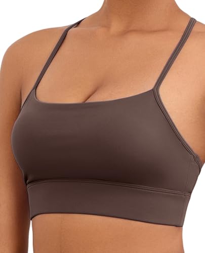 Image of Womens Y-Back Sports Bra, Weightless Padded Yoga Bra, Spaghetti Strap Low Impact Gym Top for Workout & Daily Wear