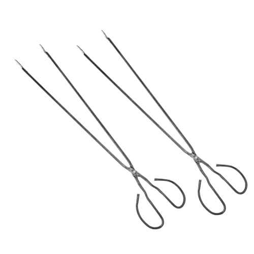 Gatuida 2 Piezas Pinzas Para Incendios Alargadas De Pinzas Metálicas Para Barbacoa Exterior Para Limpieza De Chimeneas y Hogares