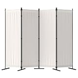 Morngardo Room Divider, Folding Privacy Screens, 4 Panel Room Partitions, 88' Foldable Wall Dividers, Portable Separating for Home Office Bedroom Dorm Decor (White)